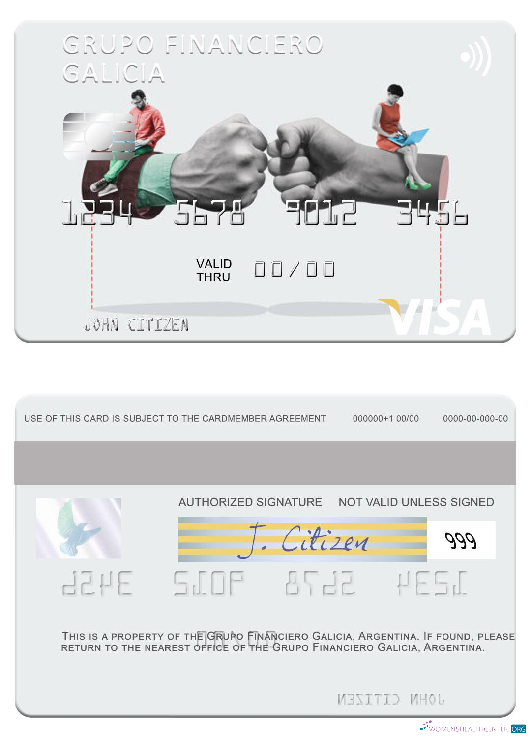 Download Argentina Grupo Financiero Galicia visa card Photoshop template